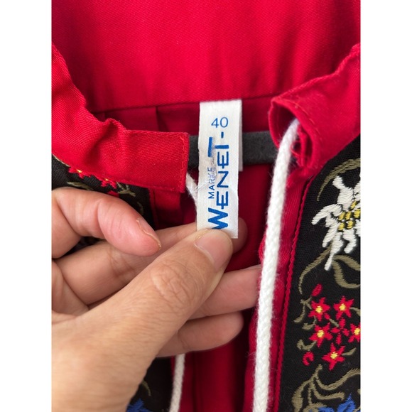 Vintage‎ Folk Embroidered Red Alpine Peasant Cottagecore Top SZ 40 (see msrmt)) - Picture 5 of 10